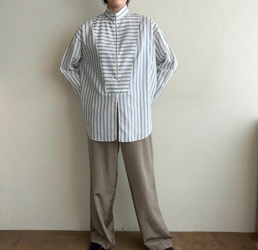 90s Striped Zipped Blouse