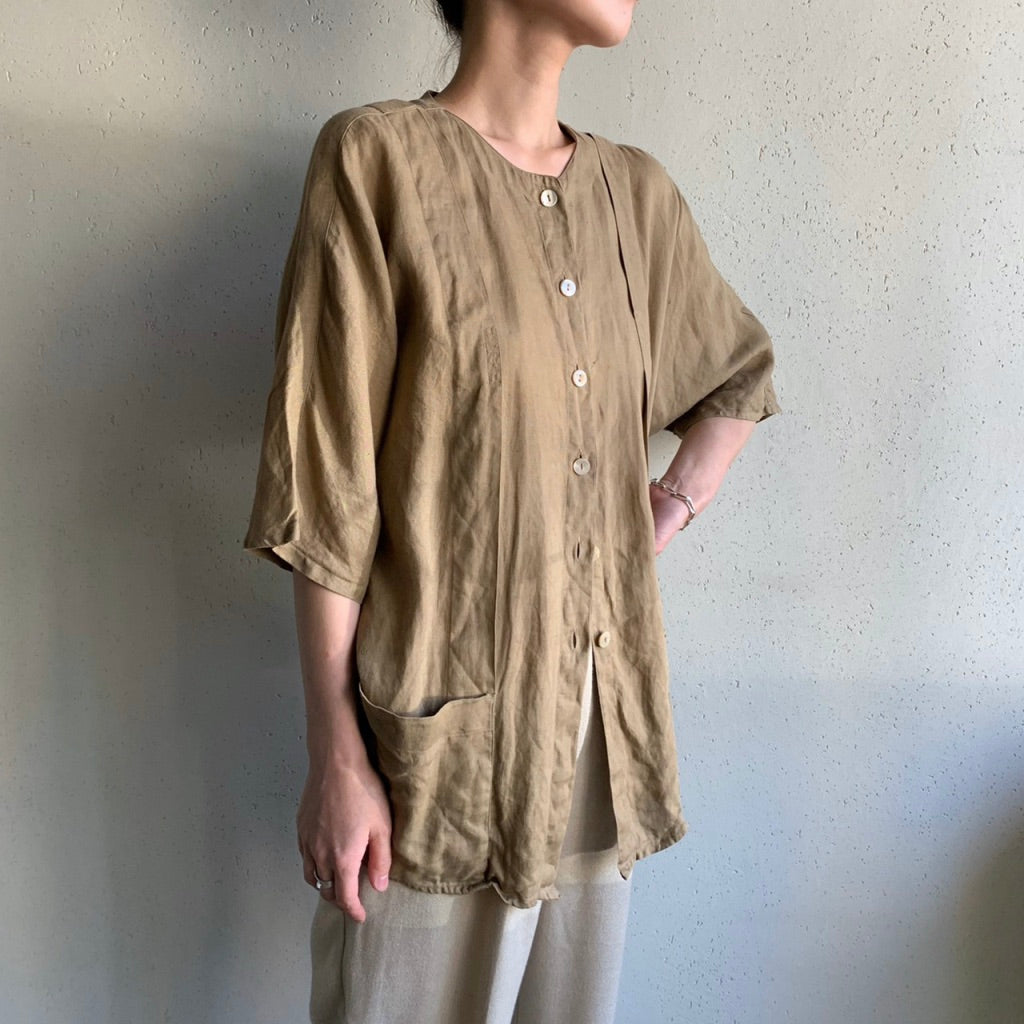 80s Linen Light Jacket Blouse Made in Italy