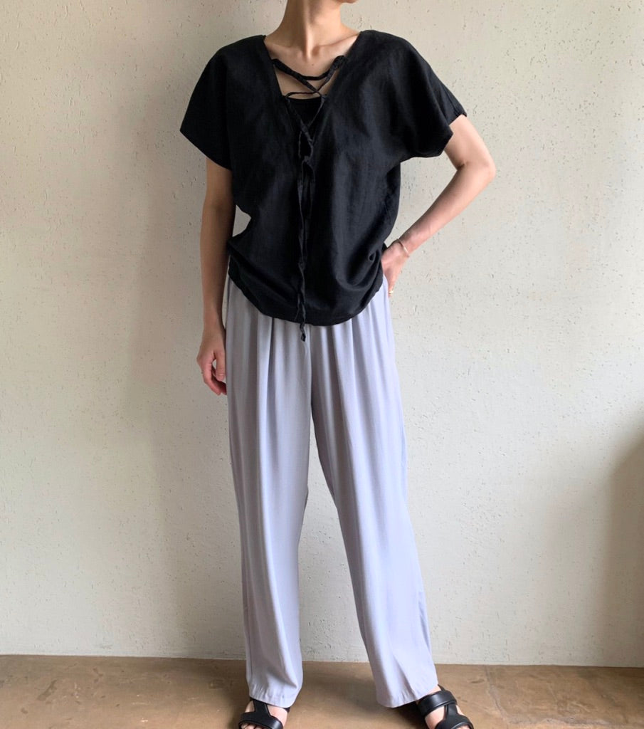 70s EURO Lace Up Blouse
