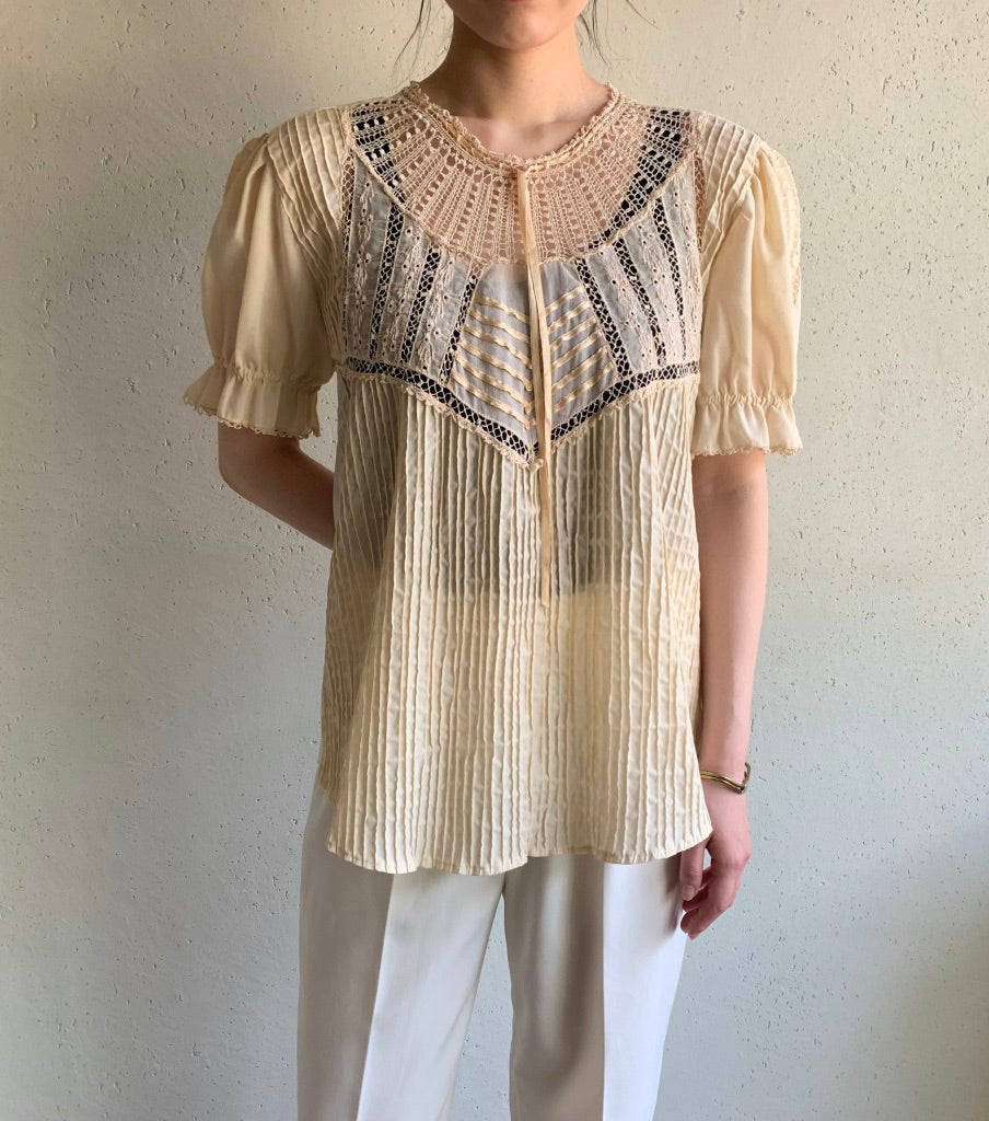 70s Lace Sheer Blouse