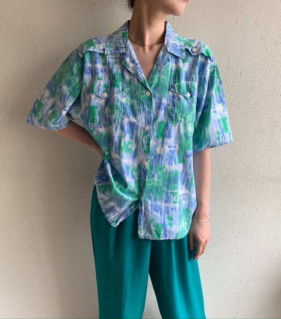 90s EURO Print Blouse