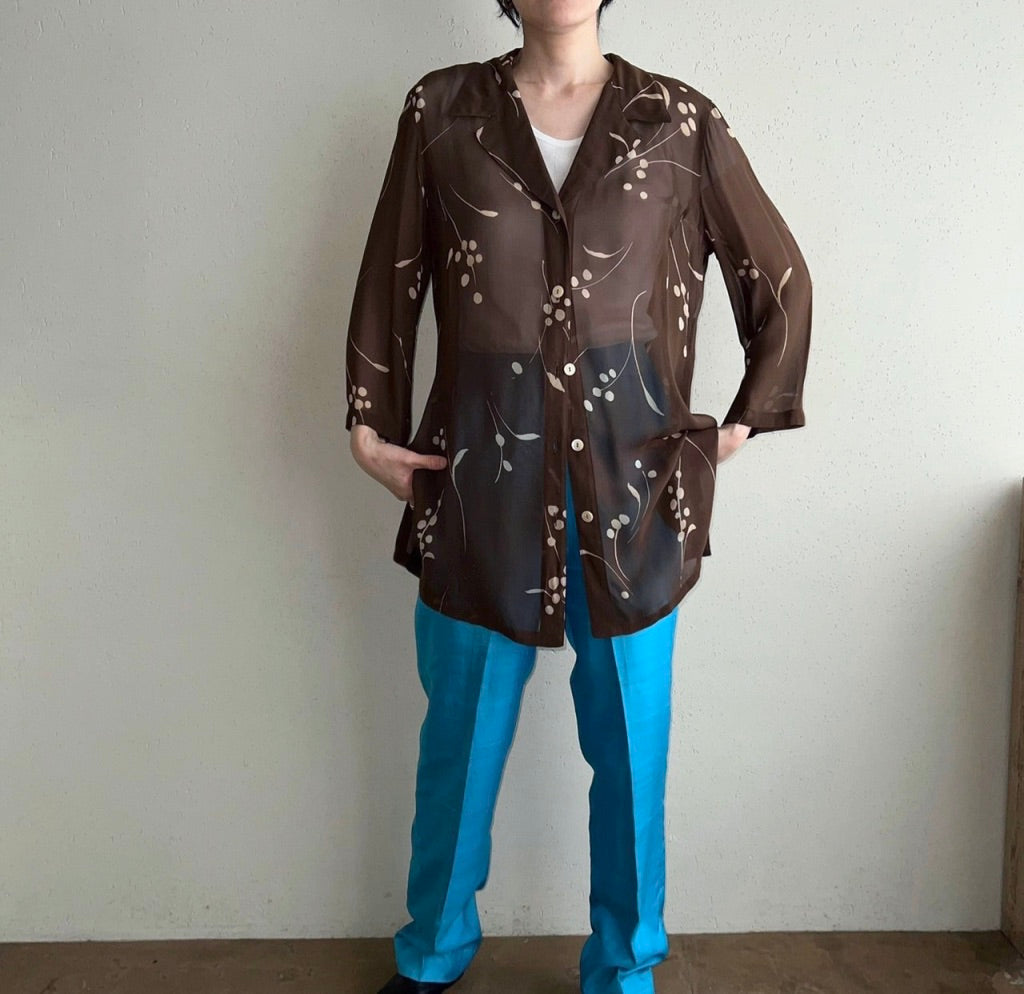 90s Printed Sheer Blouse Made in Italy