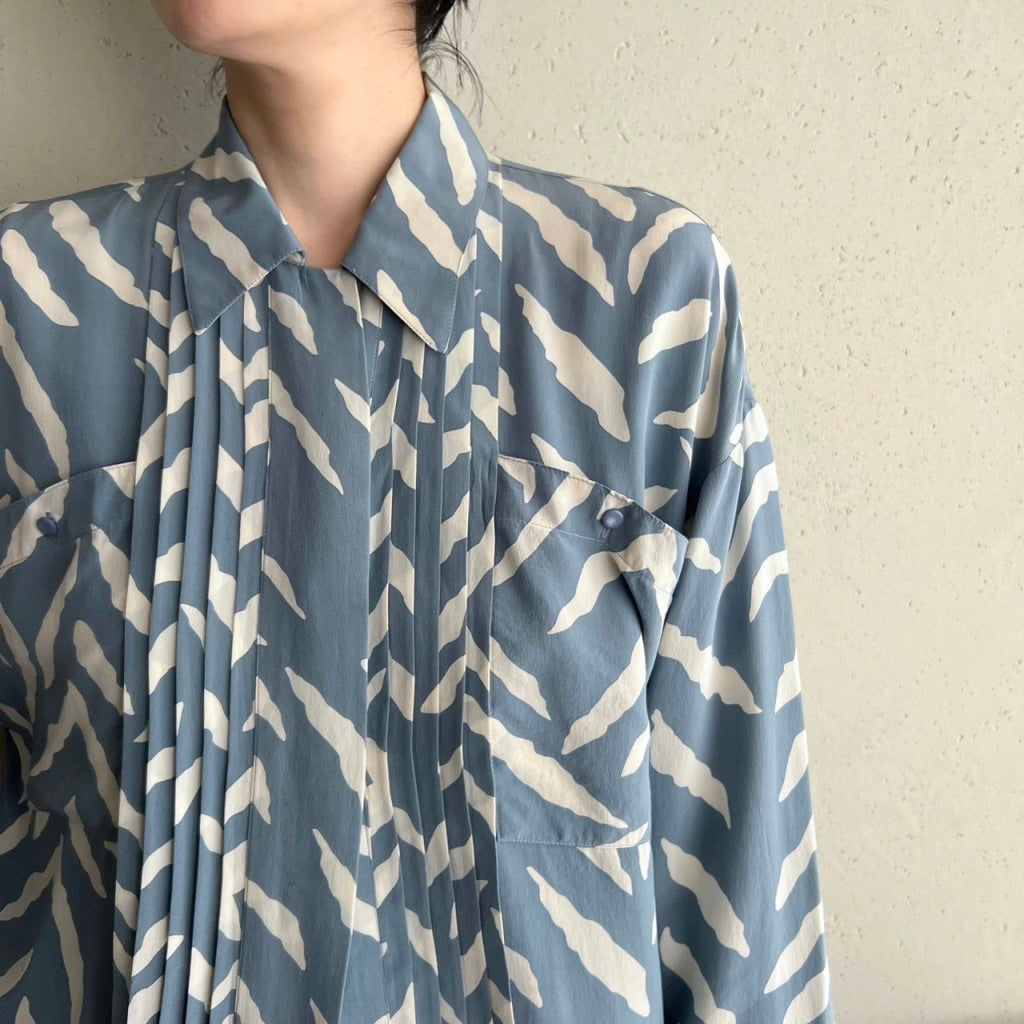 90s Pattern Silk Blouse