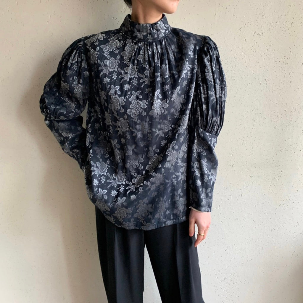 80s Pleated Design Blouse