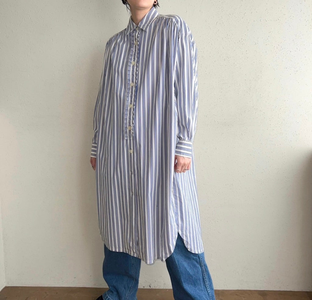 90s Striped Shirt Dress Made in Italy