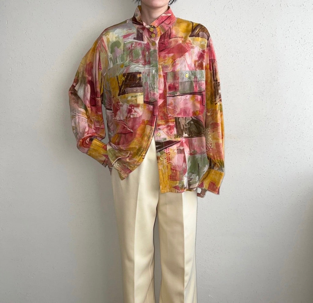 90s EURO Printed Blouse
