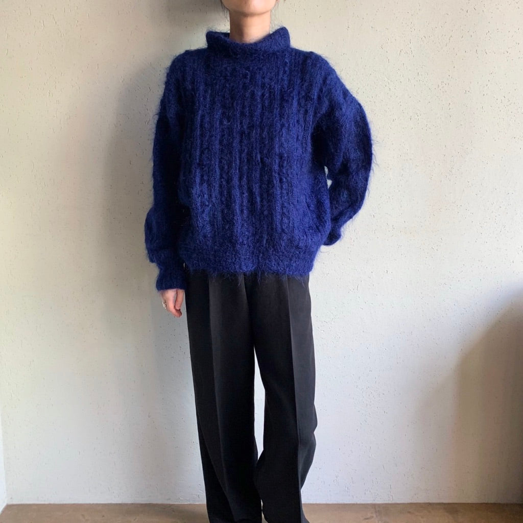 80s Mock Neck Navy Knit