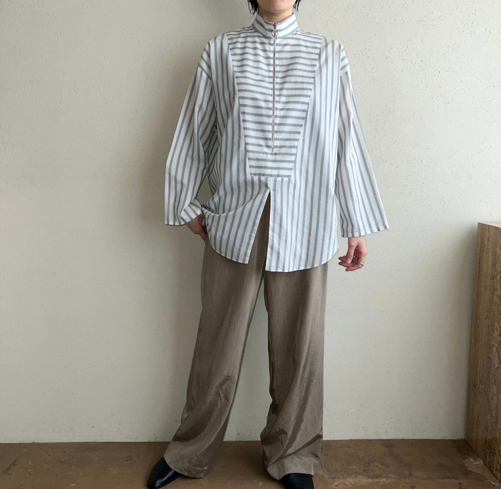 90s Striped Zipped Blouse