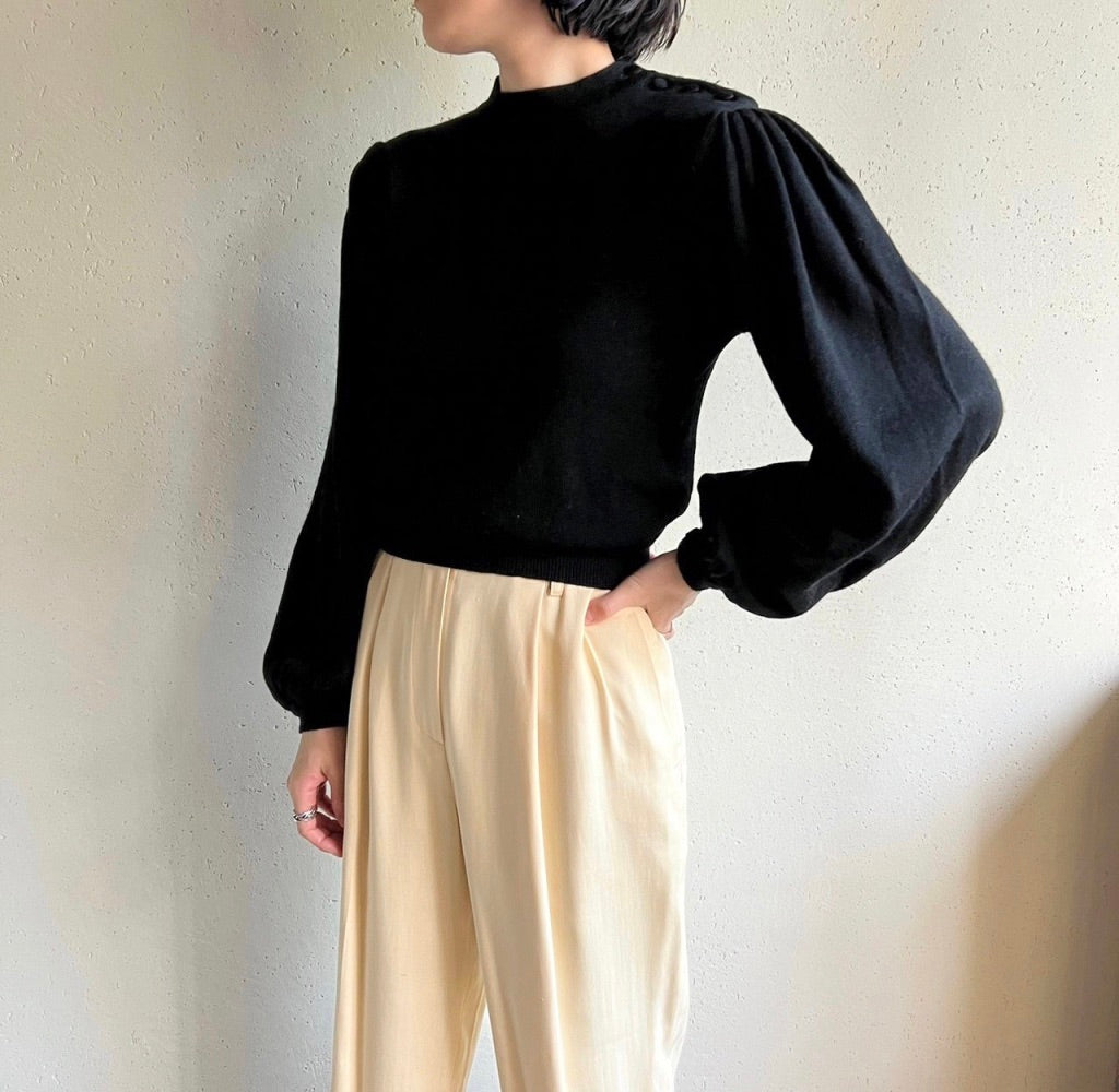 90s Balloon Sleeve Design Knit Top