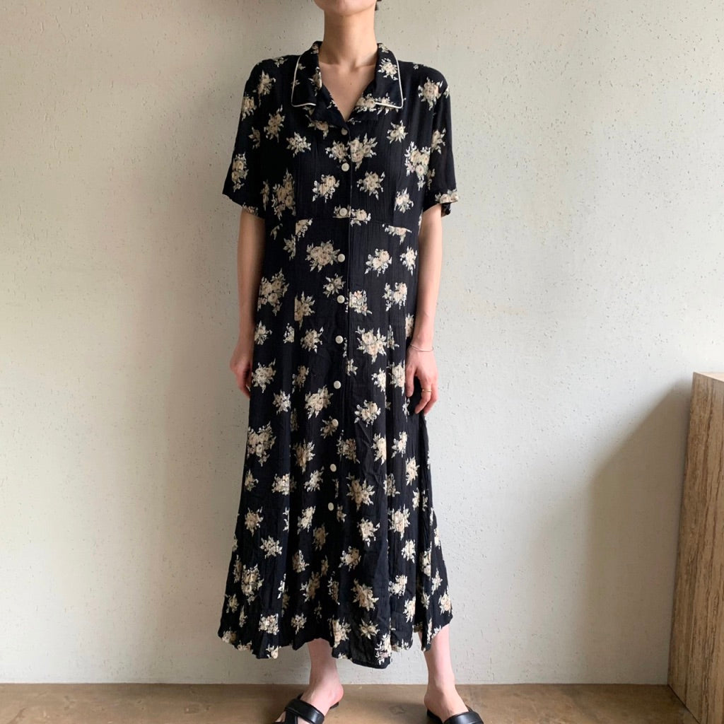 80s Printed Dress Made in USA