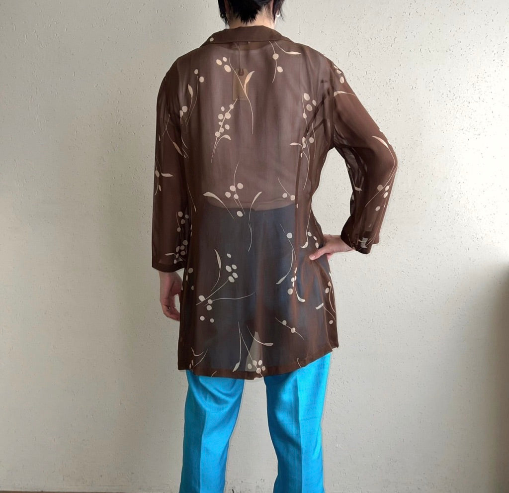 90s Printed Sheer Blouse Made in Italy