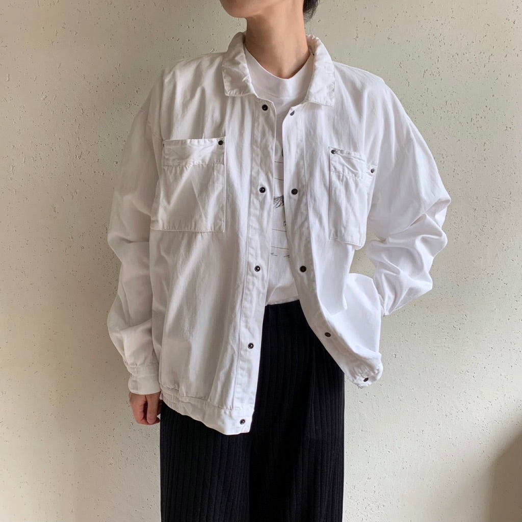 90s White Cotton Shirt Jacket