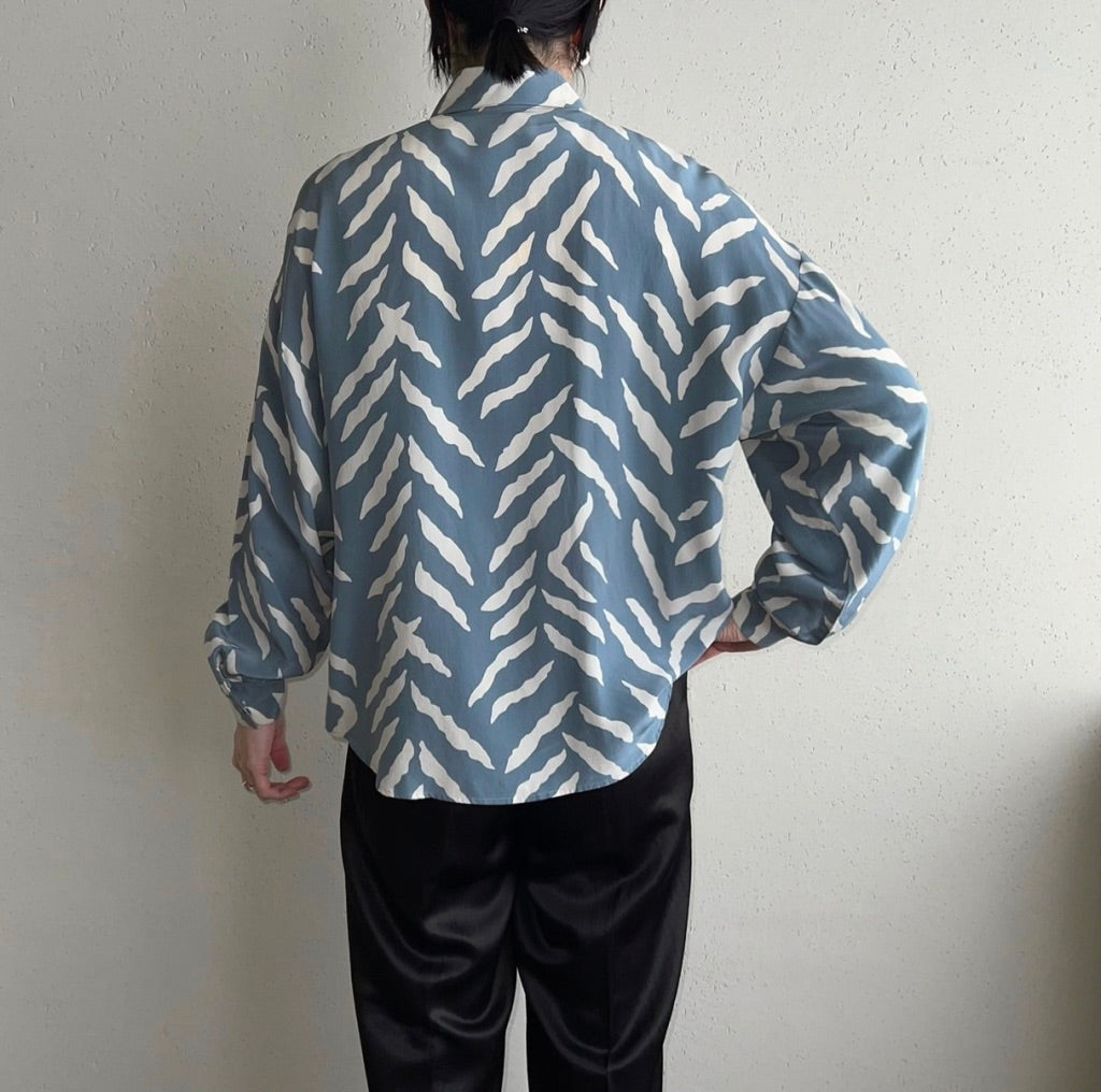 90s Pattern Silk Blouse