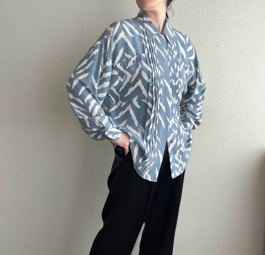 90s Pattern Silk Blouse