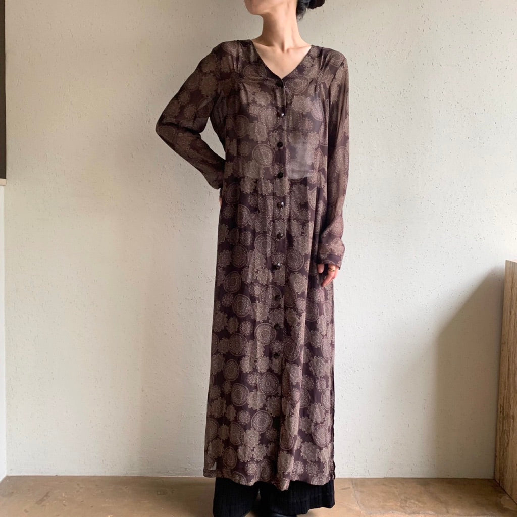 90s Printed Sheer Dress