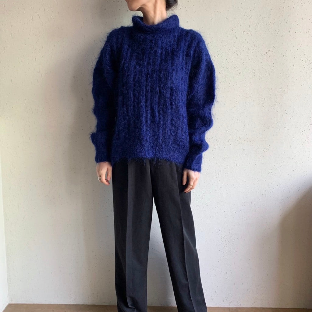 80s Mock Neck Navy Knit