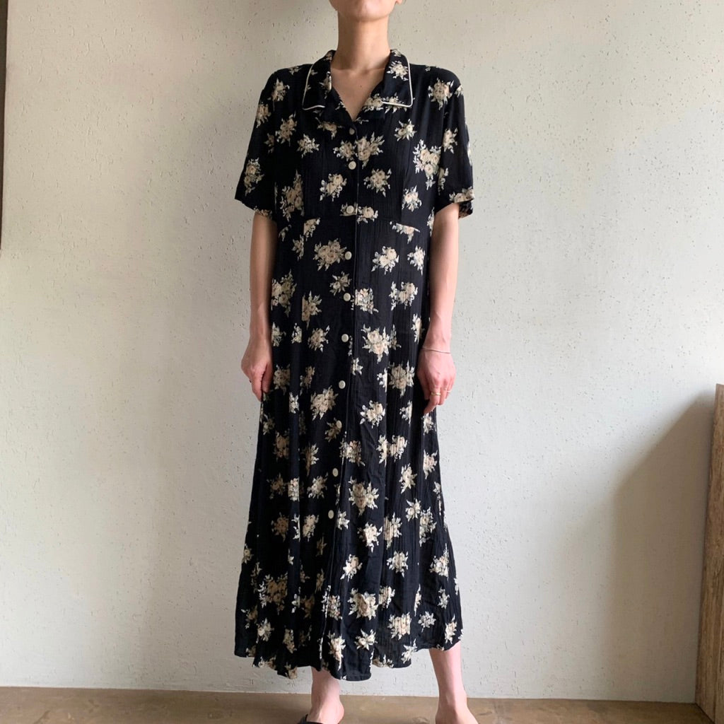 80s Printed Dress Made in USA