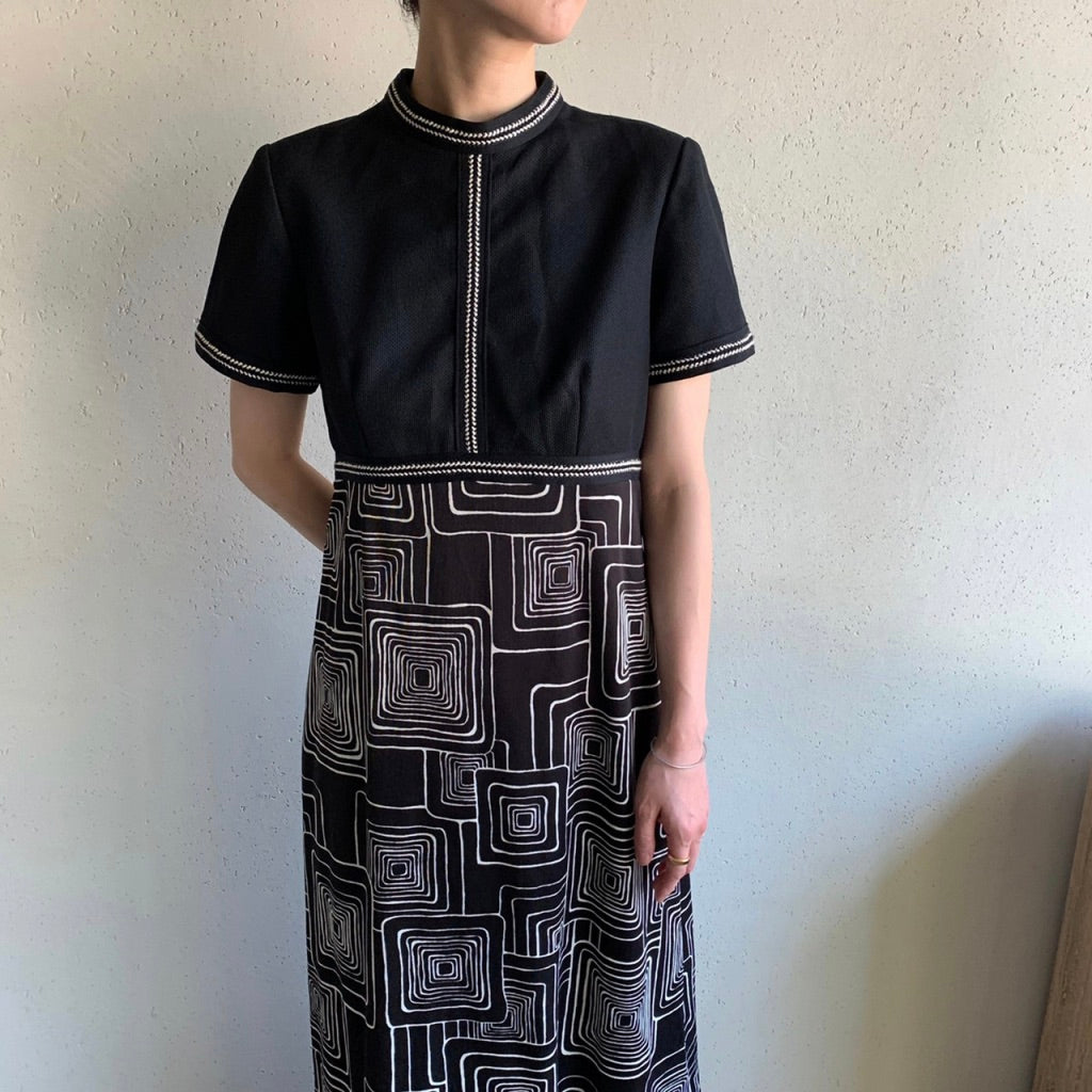 70s Black Design Dress