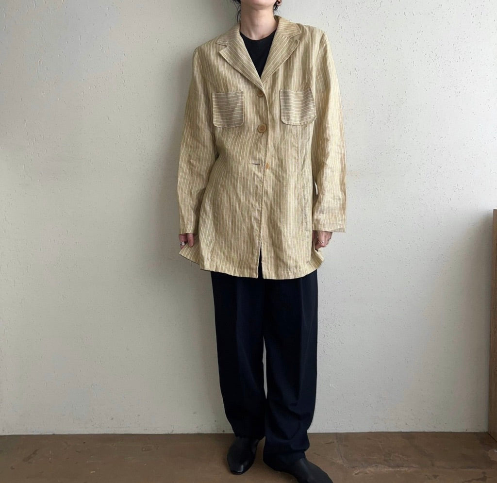 90s Linen Striped Jacket Made in France