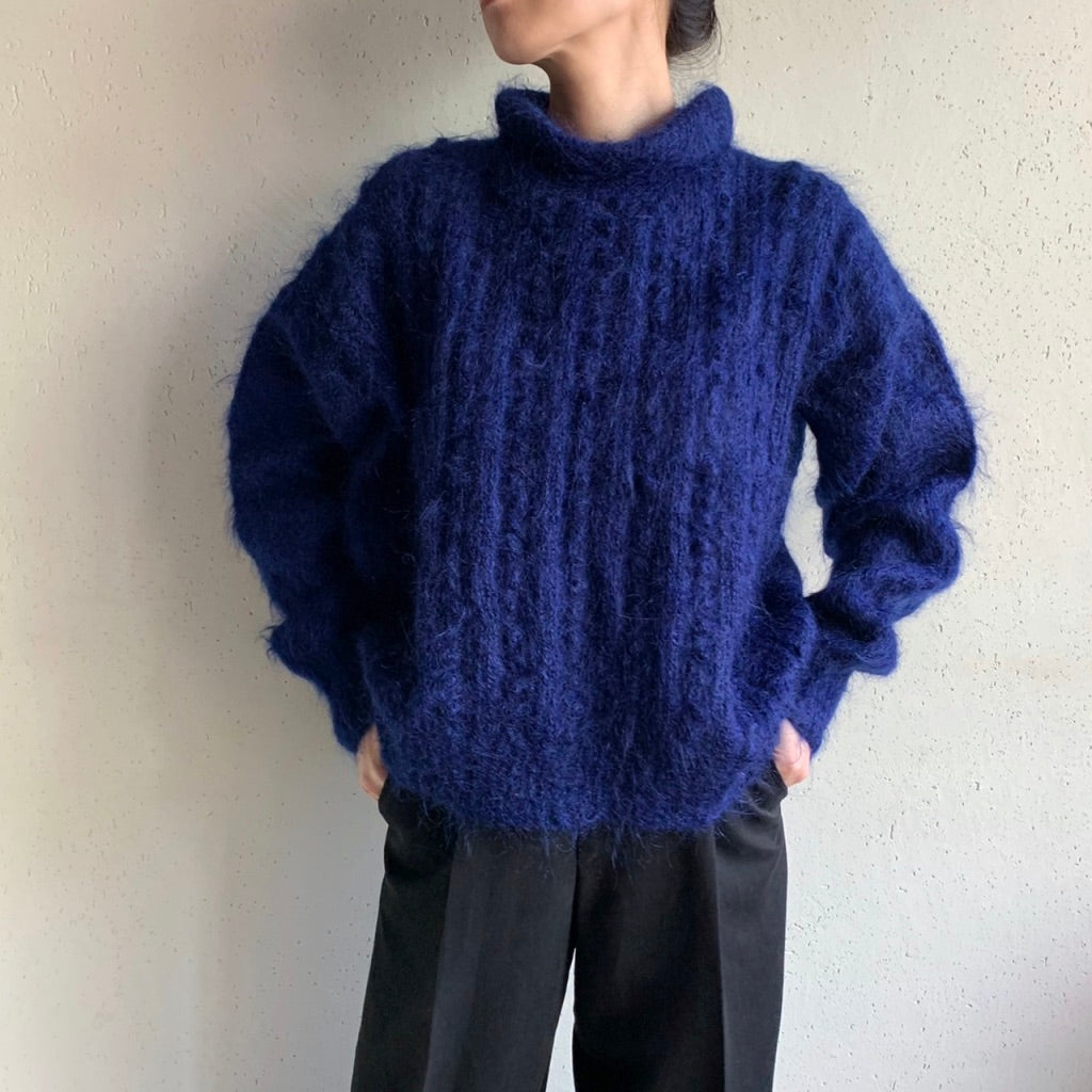 80s Mock Neck Navy Knit