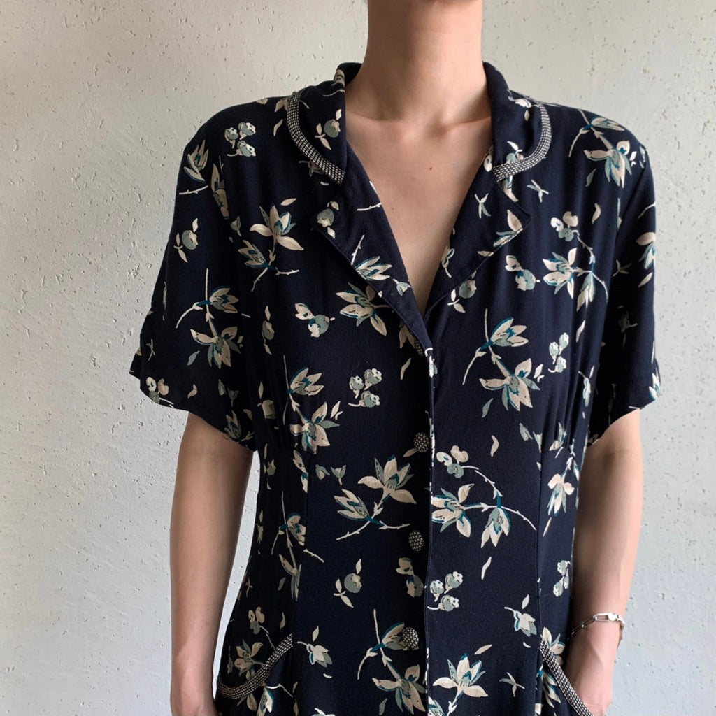 90s Printed Dress Made in USA
