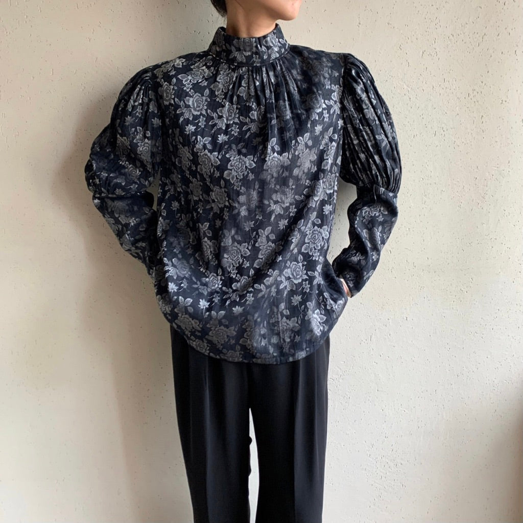 80s Pleated Design Blouse