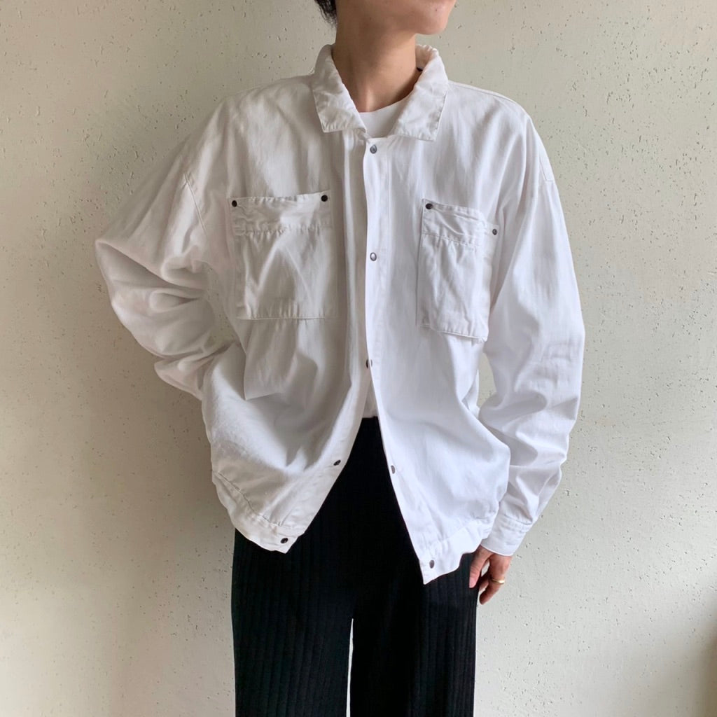 90s White Cotton Shirt Jacket