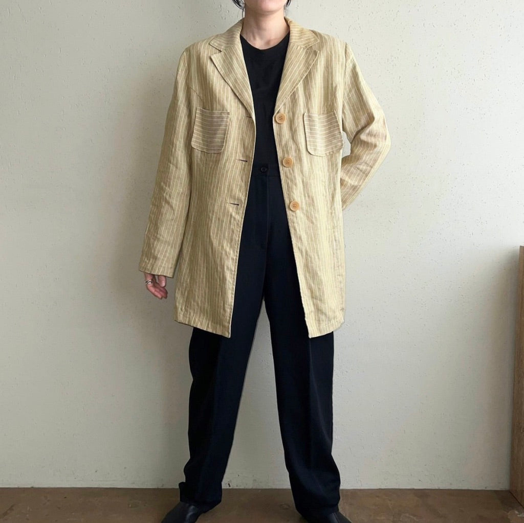 90s Linen Striped Jacket Made in France