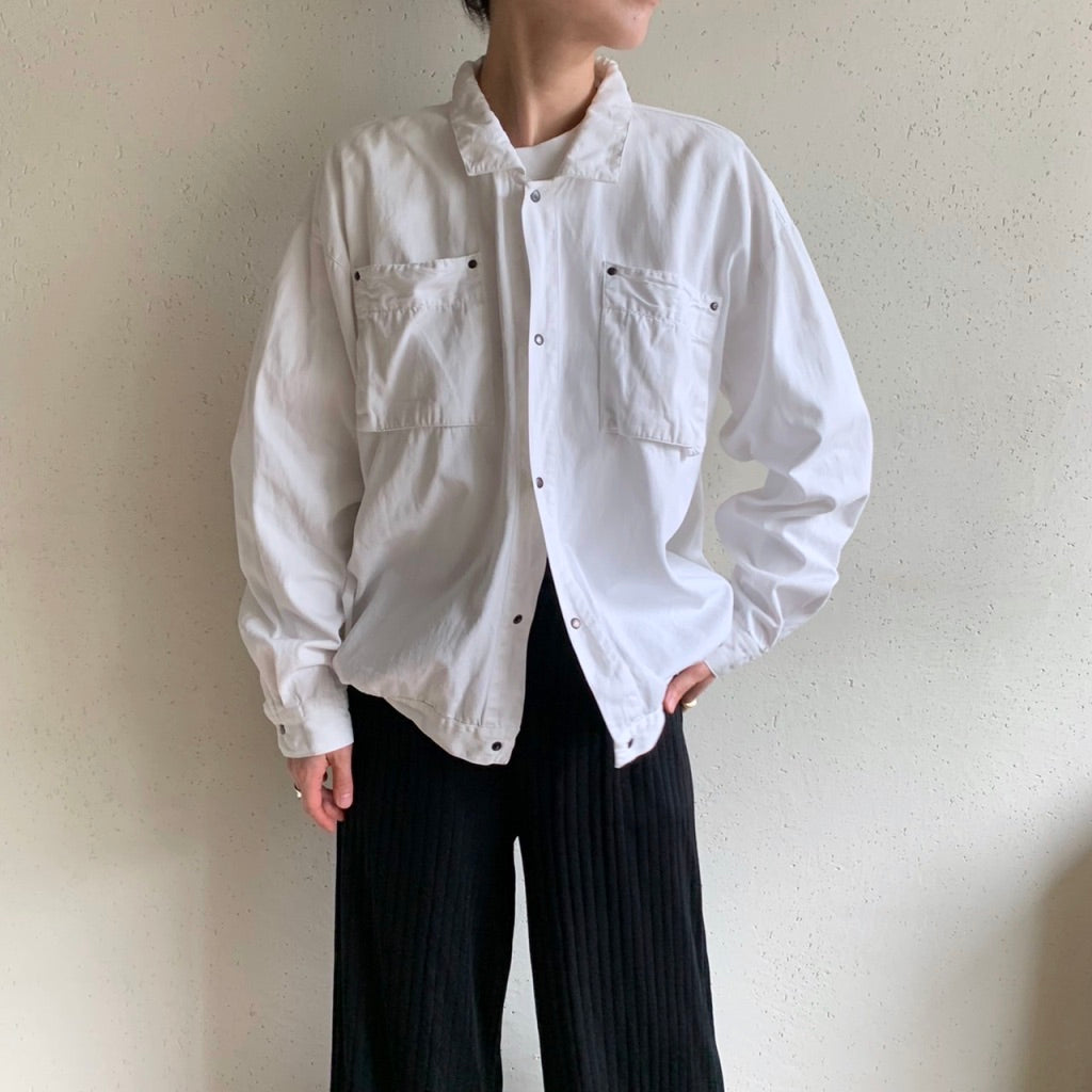 90s White Cotton Shirt Jacket