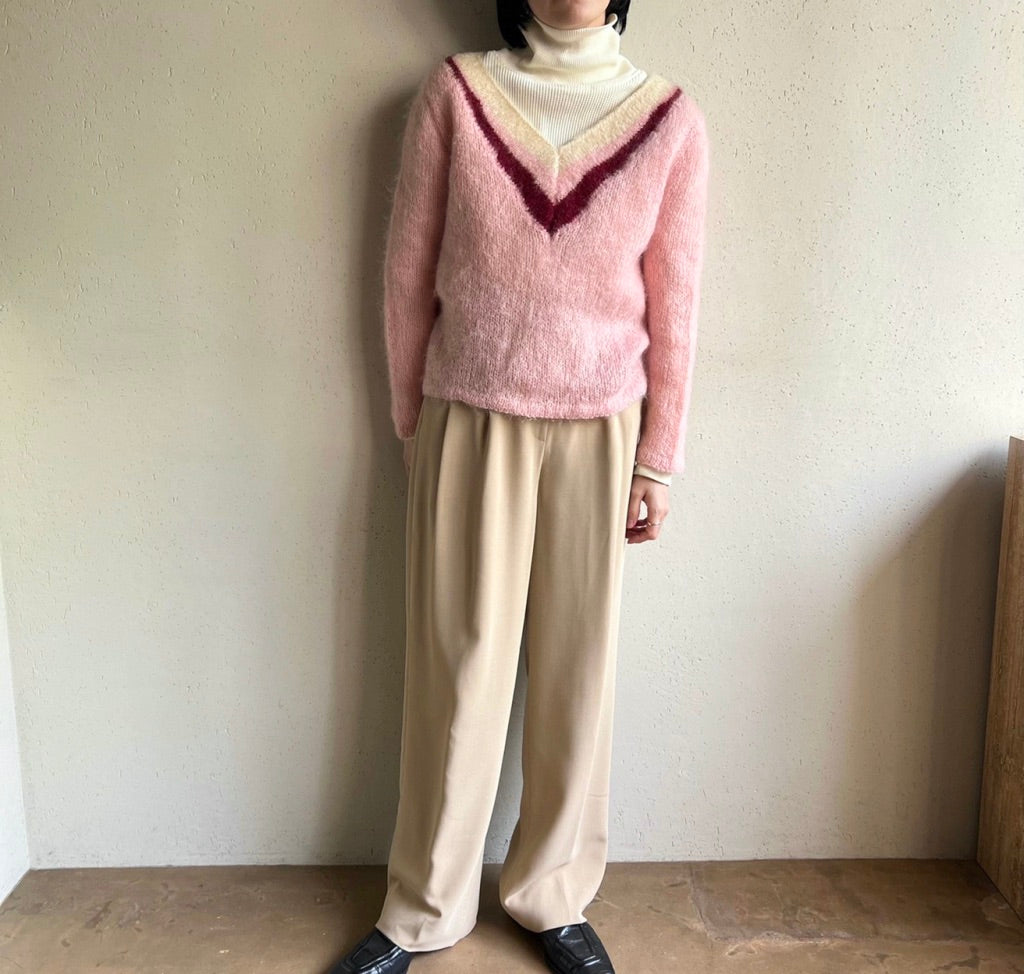 70s V-Neck Design Knit