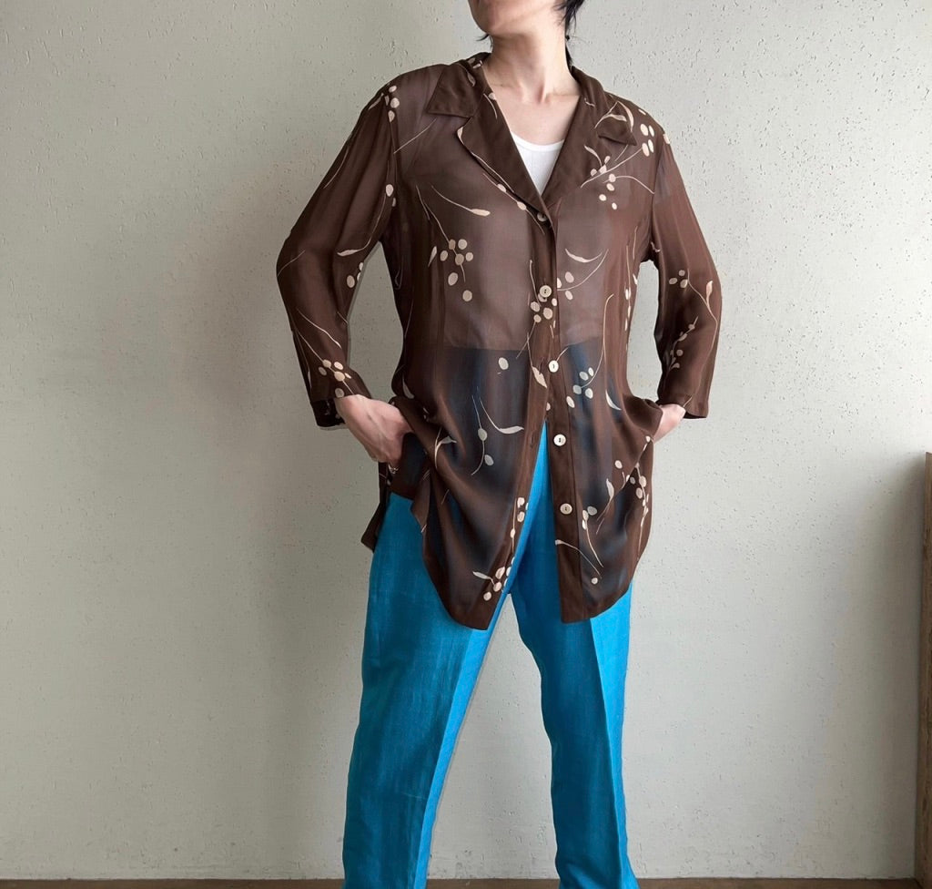 90s Printed Sheer Blouse Made in Italy
