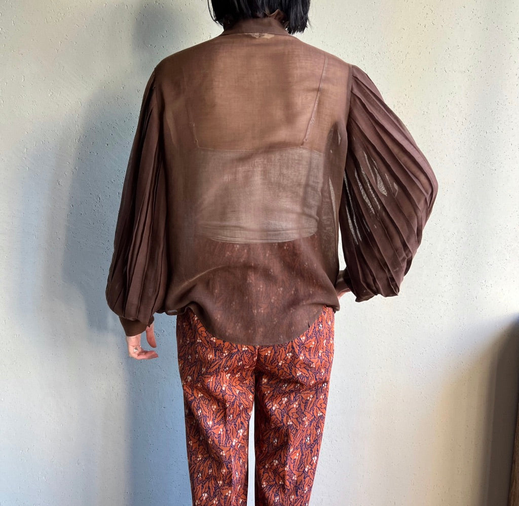 70s Pleated Sleeves Blouse