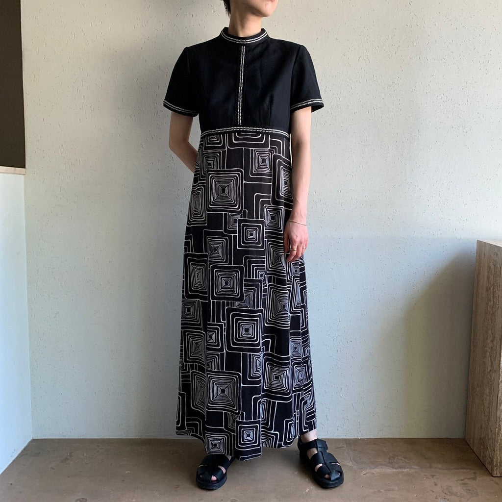 70s Black Design Dress