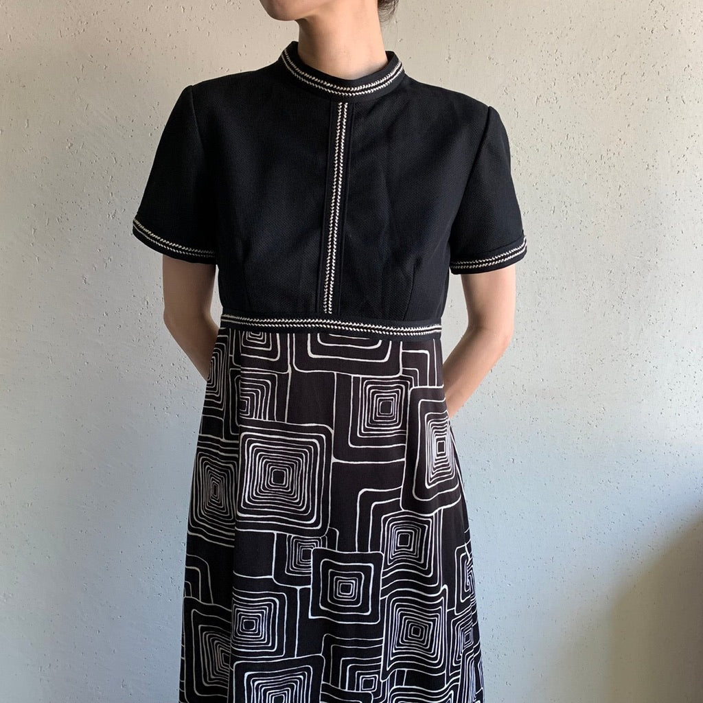70s Black Design Dress