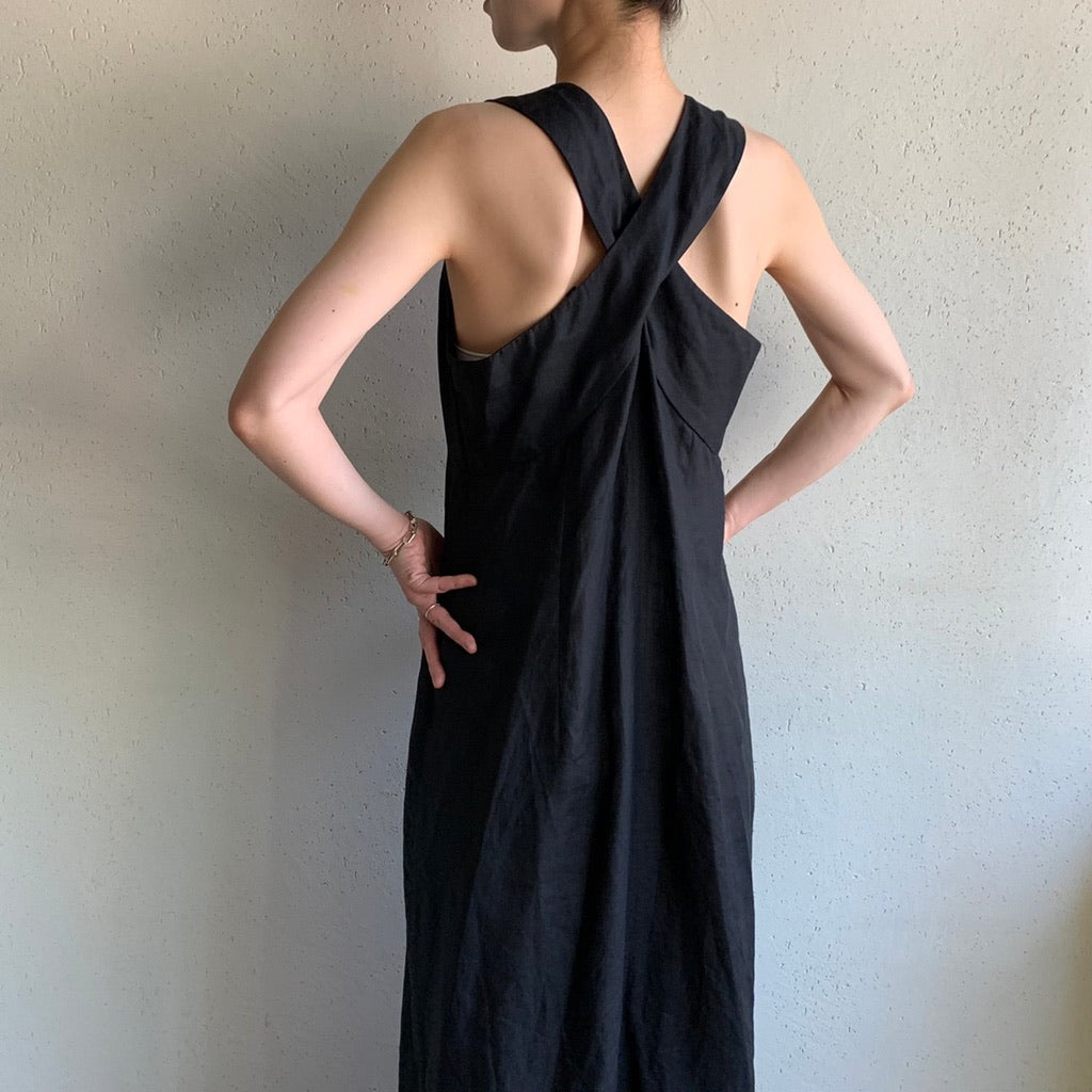 90s Cross back Linen Dress