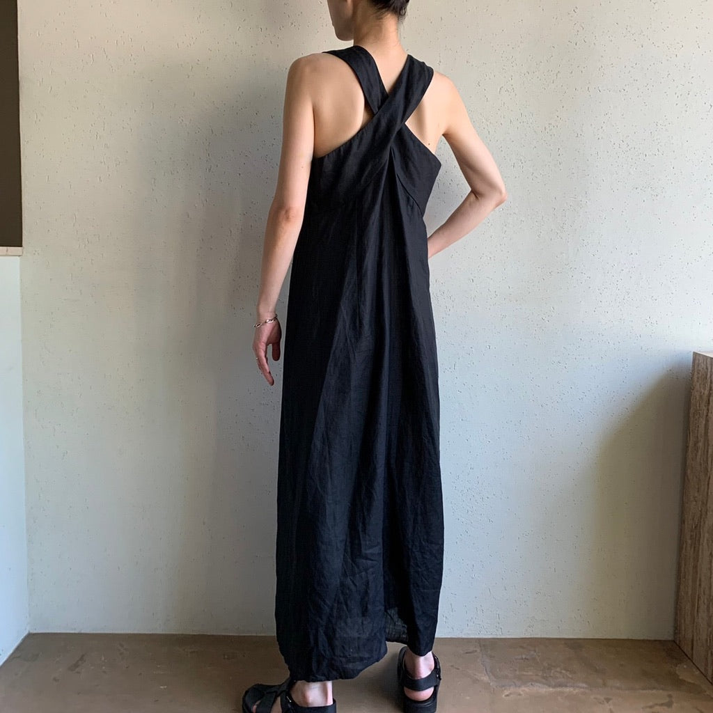 90s Cross back Linen Dress