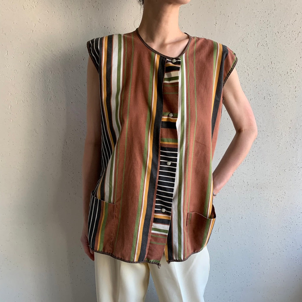 70s Pattern Sleeveless Blouse