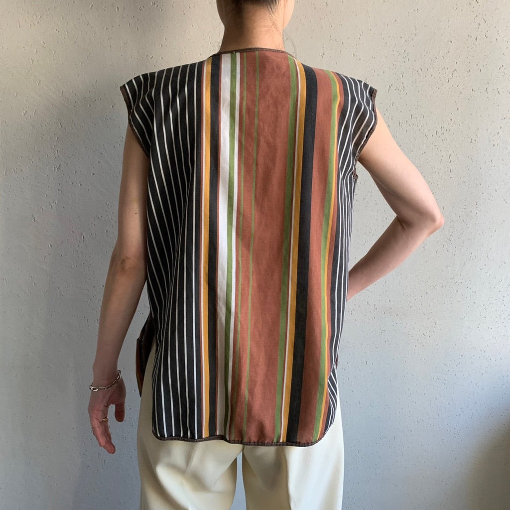 70s Pattern Sleeveless Blouse