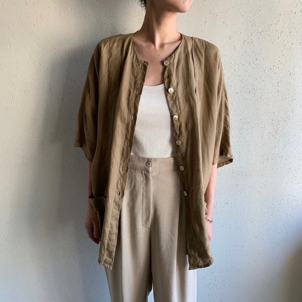 80s Linen Light Jacket Blouse Made in Italy