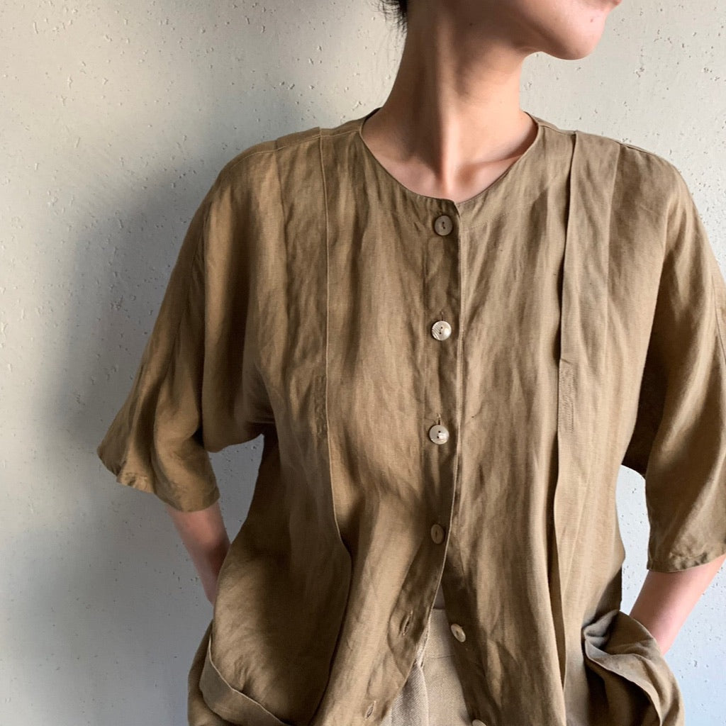80s Linen Light Jacket Blouse Made in Italy