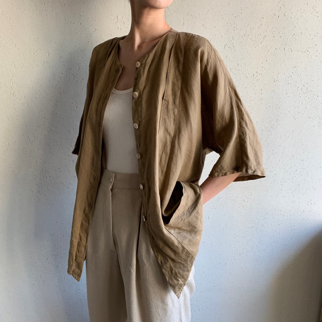 80s Linen Light Jacket Blouse Made in Italy
