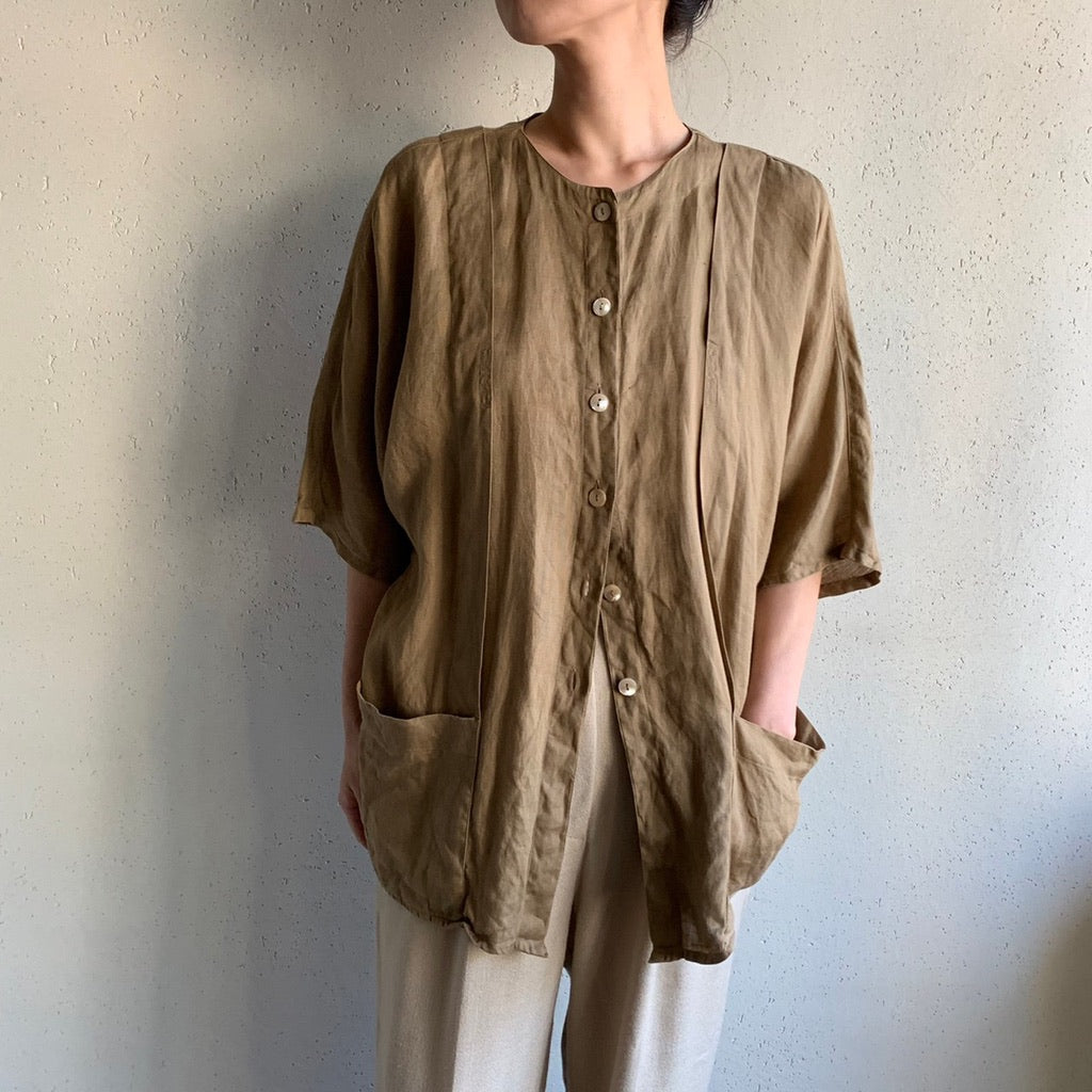 80s Linen Light Jacket Blouse Made in Italy
