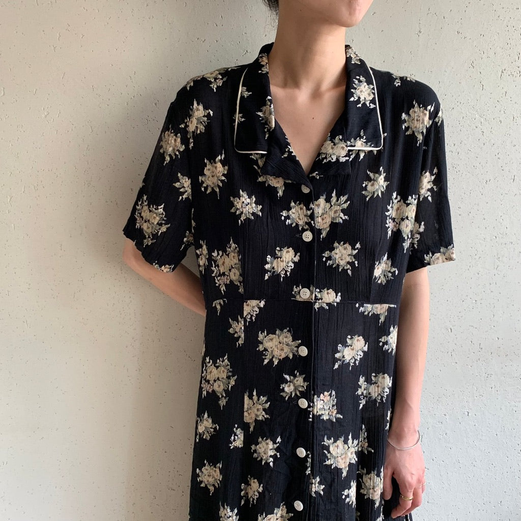 80s Printed Dress Made in USA