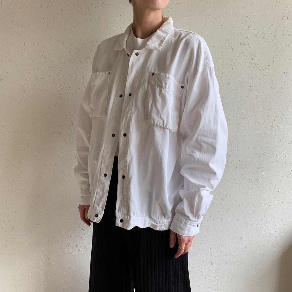 90s White Cotton Shirt Jacket
