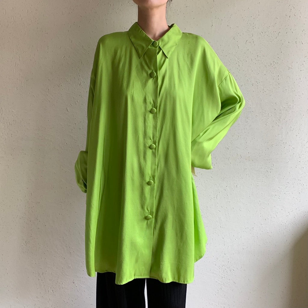90s Silk Oversized Blouse Made in USA