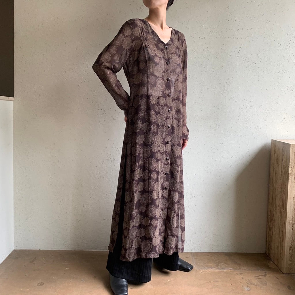 90s Printed Sheer Dress