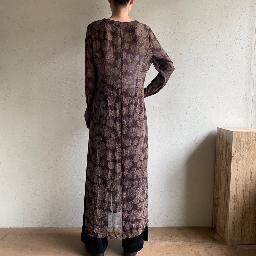 90s Printed Sheer Dress