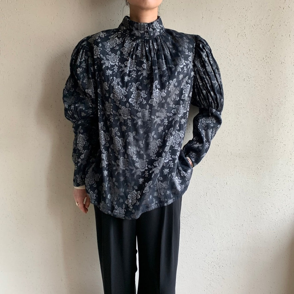 80s Pleated Design Blouse