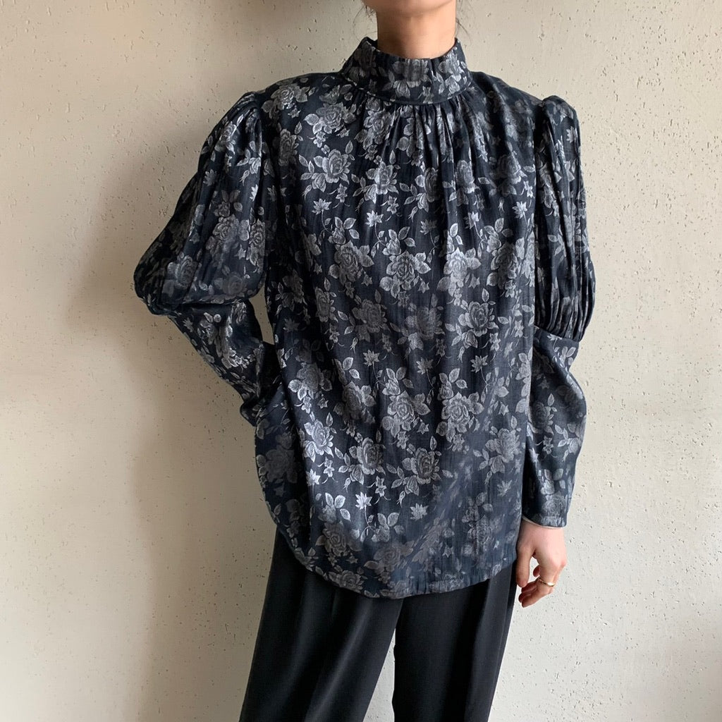80s Pleated Design Blouse