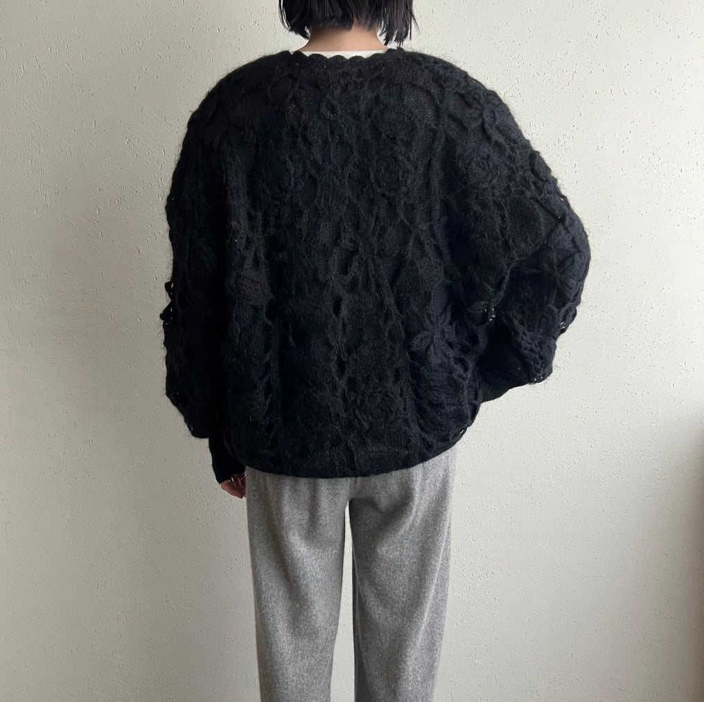 90s Mohair Black Knit Cardigan